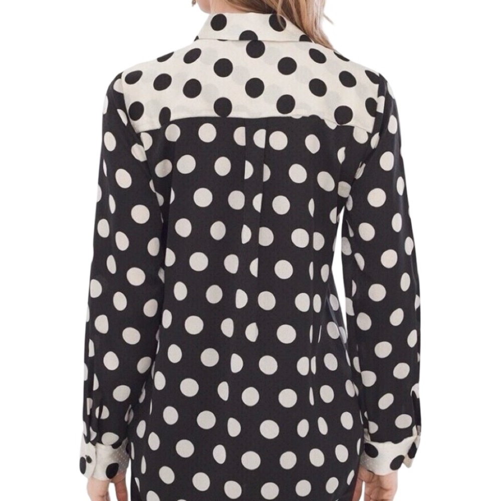 Chico’s Polka Dot Floral Embroidered Blouse - Picture 4 of 15